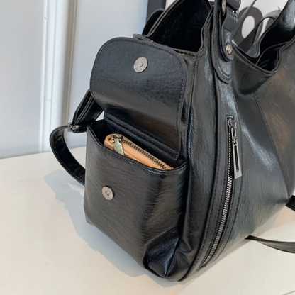 Uma - BORSA A SPALLA di Grande capacità con Doppia Chiusura