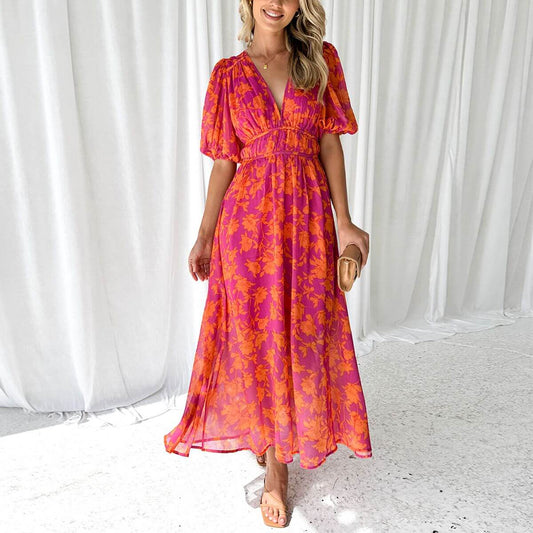 Kathy - Abito maxi elegante con scollo a V