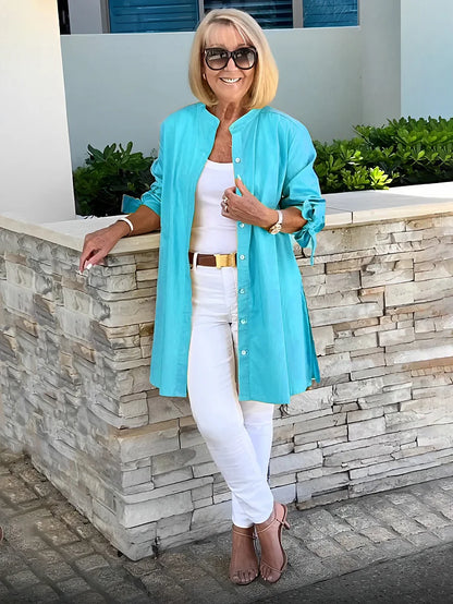 Elliora - Shacket in cotone con schiena arricciata