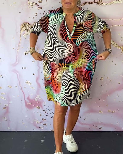 Abito midi di Collo a V Multicolore per Donne