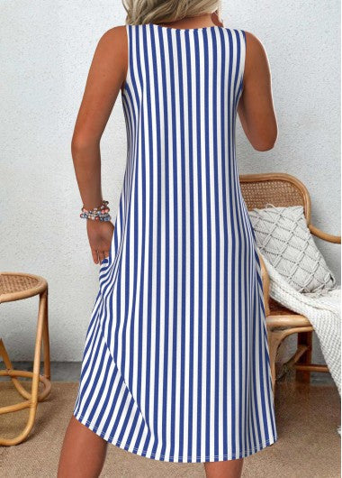 Emeely - Abito casual senza maniche con motivo a righe