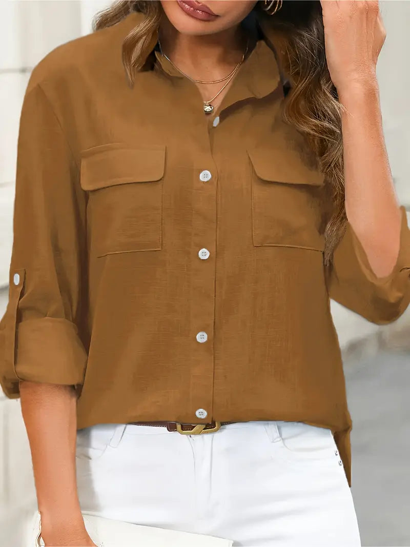 Athena - Camicia di Cotone con Tasche Frontali