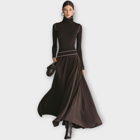 Abito maxi Elegante con Collo alto