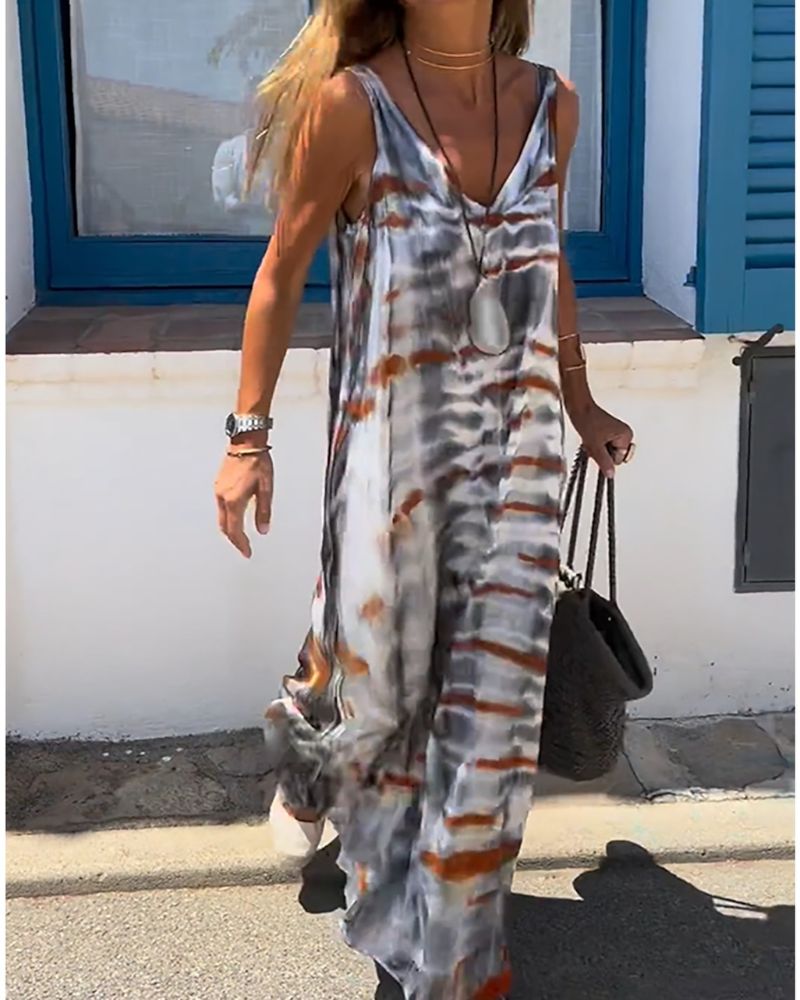 SORIA - ABITO SENZA MANICHE CON STAMPATO TIE DYE