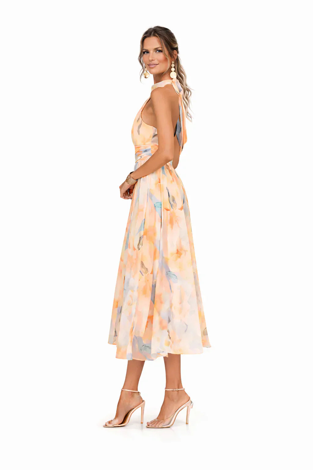 Esther | Abito con Collo halter e Stampa acquerello