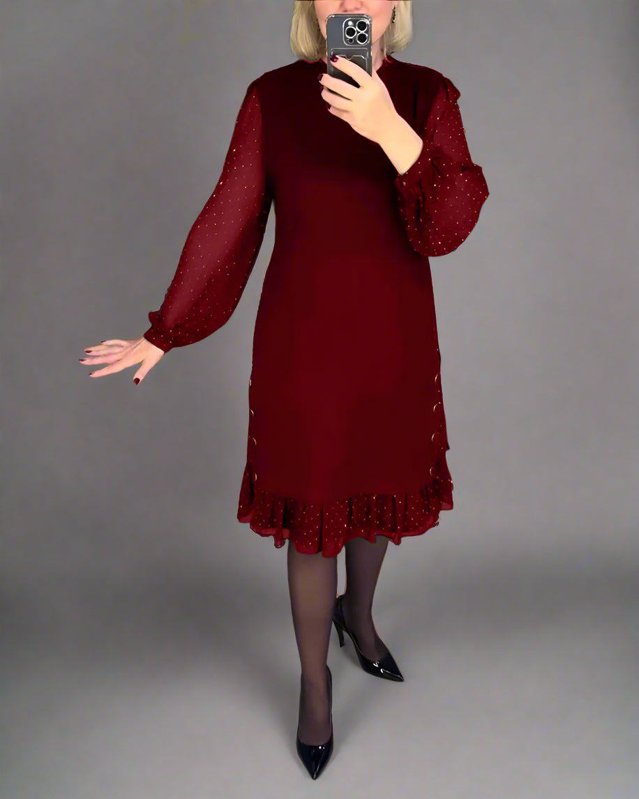 Swenthilda | Abito Elegante di Autunno con Corte Che Favorece la Figura