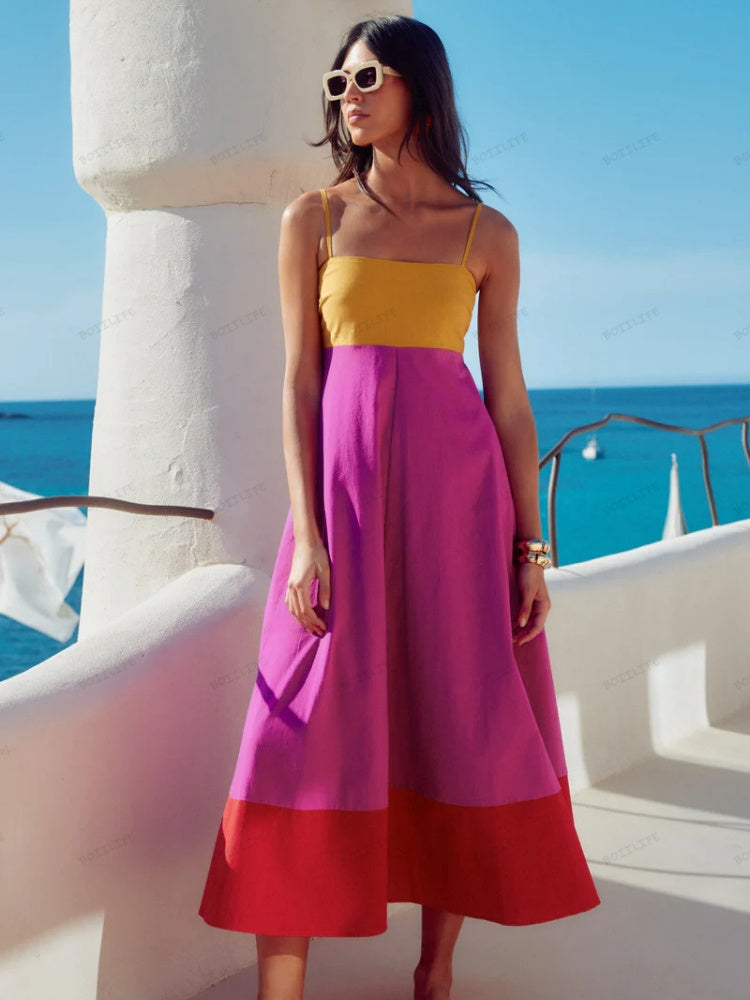 LACEY – ABITO CON SPALLINE SOTTILI IN COLOR BLOCK STILE VACACIONES