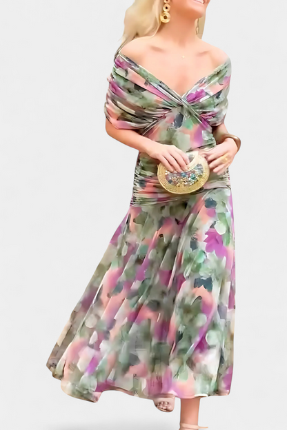 Abigail | Abito lungo Floreale con Scollo a V