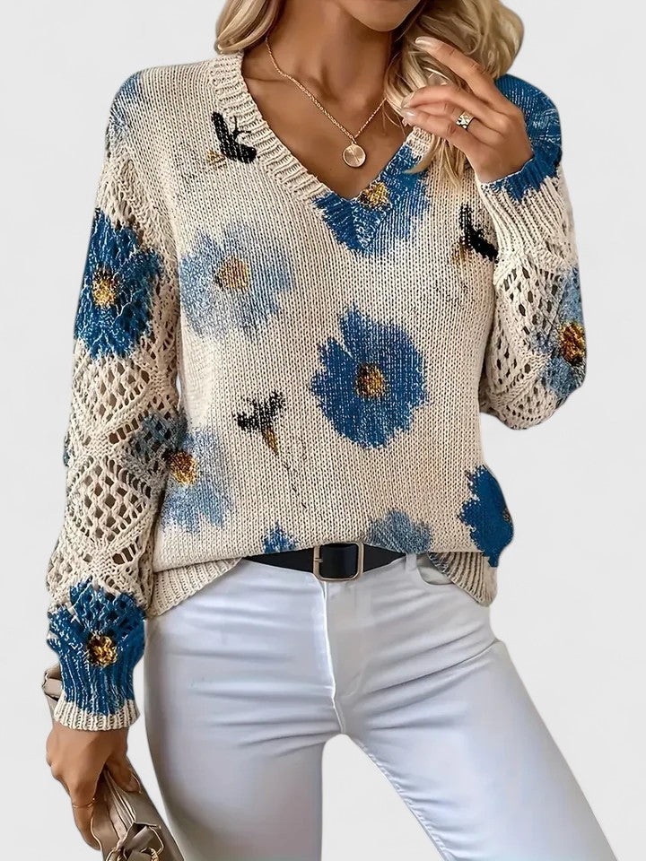 CHARLIE – MAGLIONE DI PUNTO CON FASCINO FLOREALE