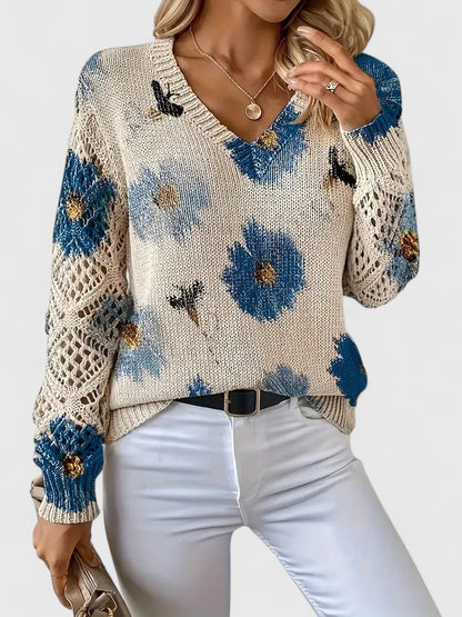 CHARLIE – MAGLIONE DI PUNTO CON FASCINO FLOREALE
