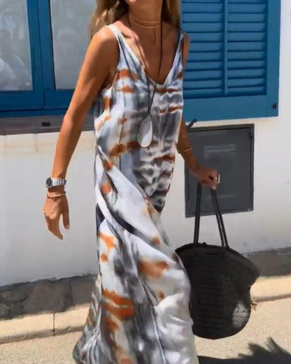 SORIA - ABITO SENZA MANICHE CON STAMPATO TIE DYE