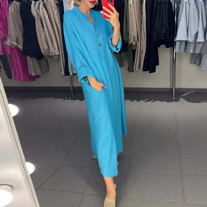 VALENCIA – ABITO CAMISERO LARGO DI DONNA CON TASCHE
