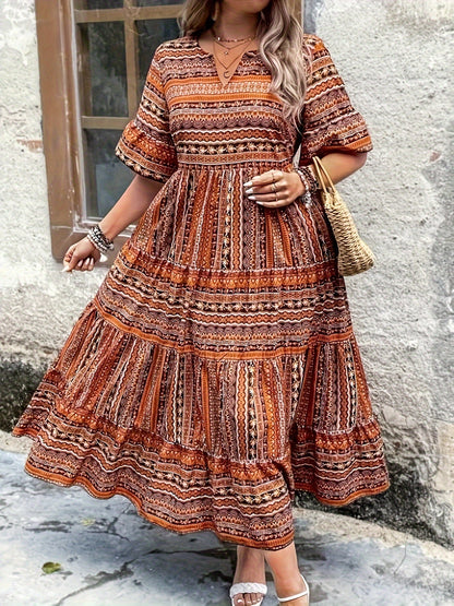 Sylpha - Abito Boho di Stampato Étnico Elegante