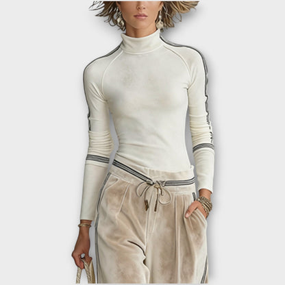 Set di Maglia Top con Finitura in Contraste e Pantaloni di Terciopelo Lounge