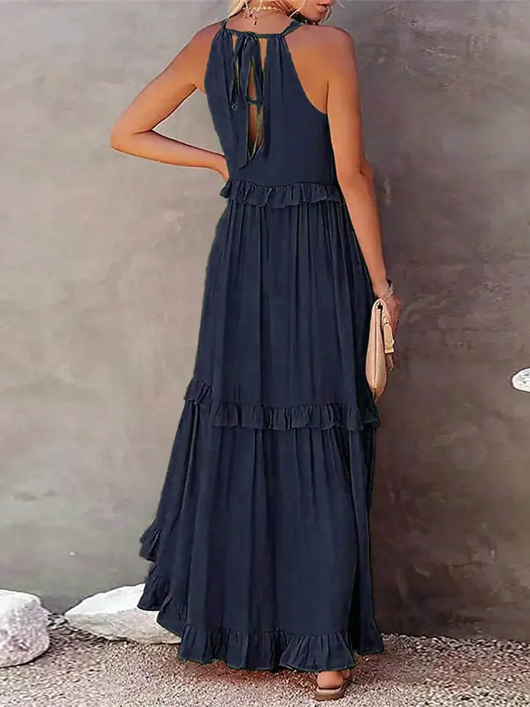 Ilona - Abito Halter con Volant e Tasche Maxi