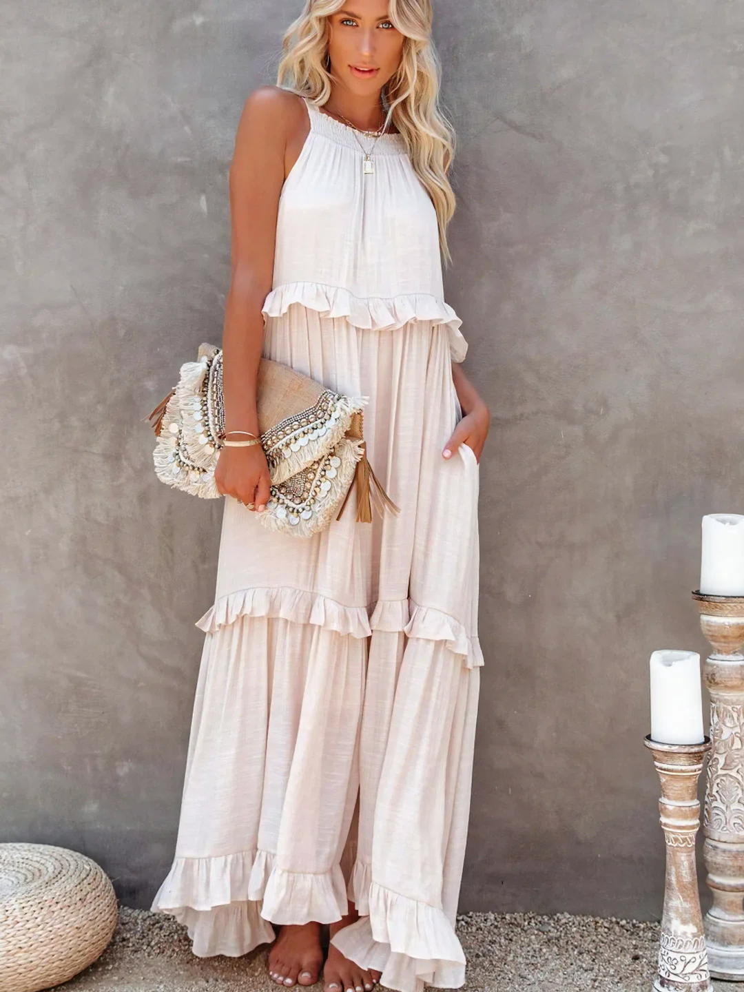 Mabel | Abito Maxi Ruffle Breeze
