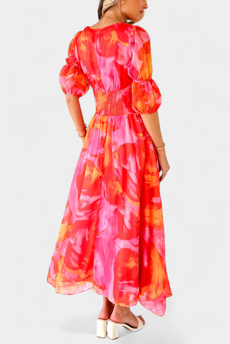 Essja Abito maxi di Manica Abullonada con scollo a V