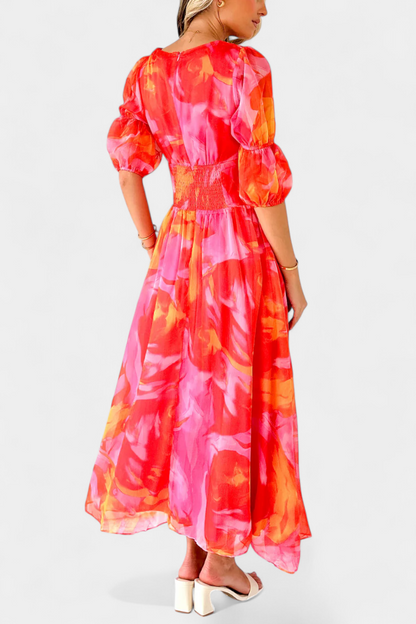 Essja Abito maxi di Manica Abullonada con scollo a V
