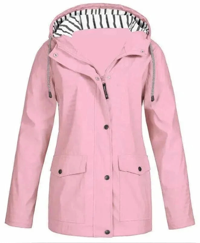 Ilektra - Giacca Elegante a maniche lunghe Impermeabile con cappuccio