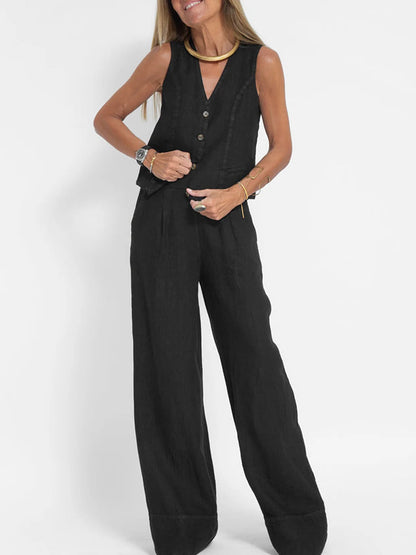 Jessica - Set Gilet Con bottoni & Pantaloni a gamballarga