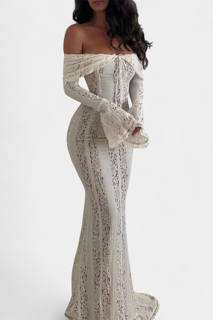 Rosalie Abito maxi Off-Shoulder in pizzo
