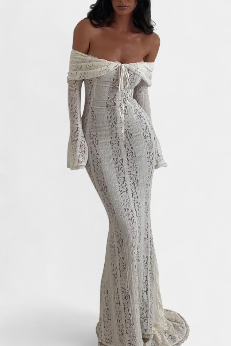 Rosalie Abito maxi Off-Shoulder in pizzo