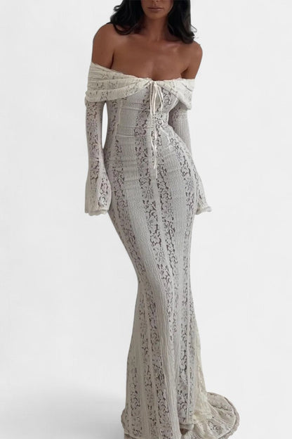 Rosalie Abito maxi Off-Shoulder in pizzo