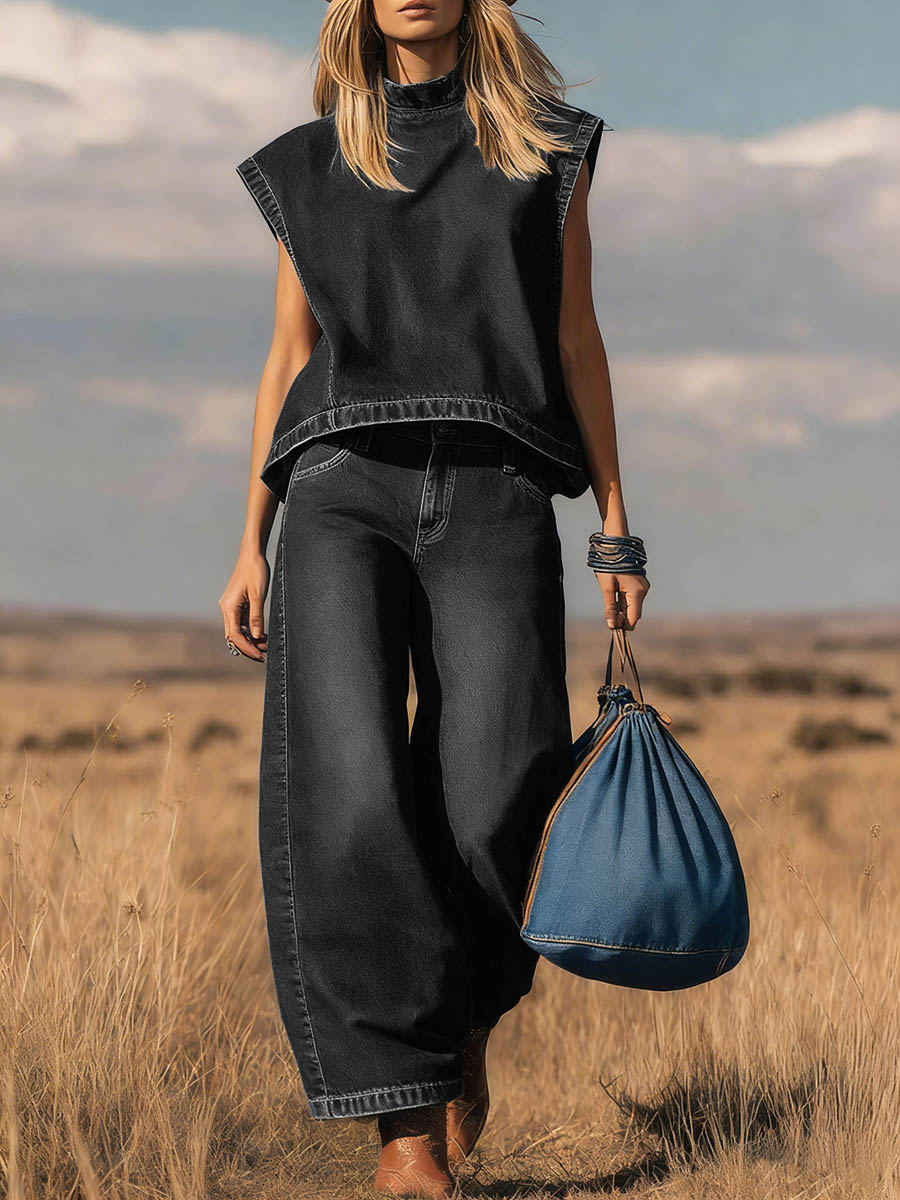 Noa | Completo in denim con Collo alto