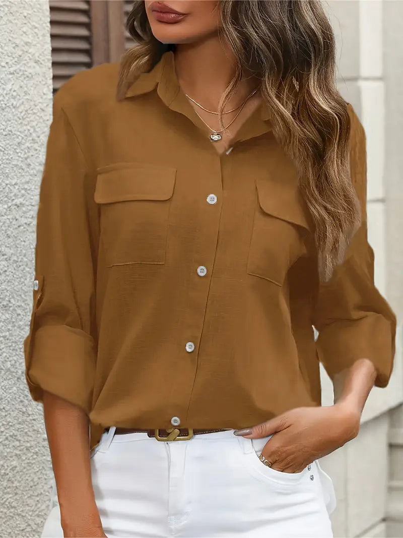 Athena - Camicia di Cotone con Tasche Frontali