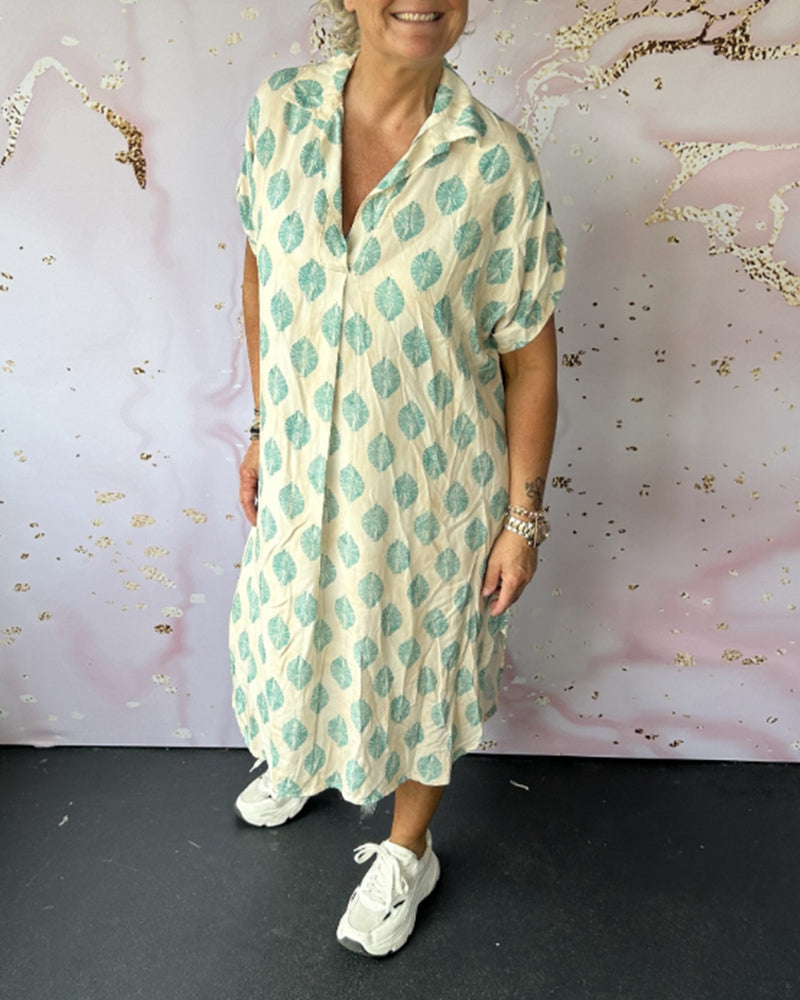 ELEANORA – ABITO CAMISERO IMPRESO CON SOLAPA LARGA