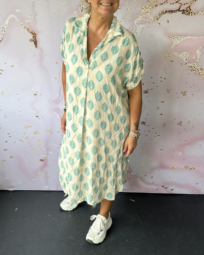 ELEANORA – ABITO CAMISERO IMPRESO CON SOLAPA LARGA