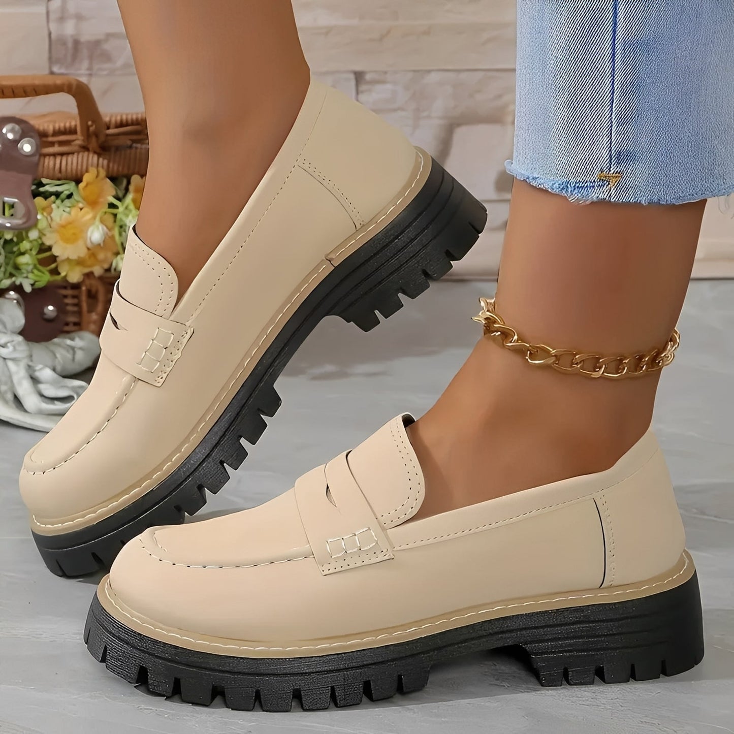 Elise - Eleganti mocassini con platform mate per donna