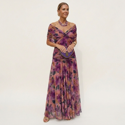 Carmen™ | Abito lungo Floreale con scollo a V