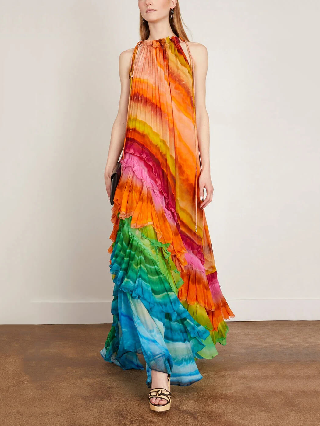 LUNA – ABITO CON VOLANT IRIS IN MULTICOLORE