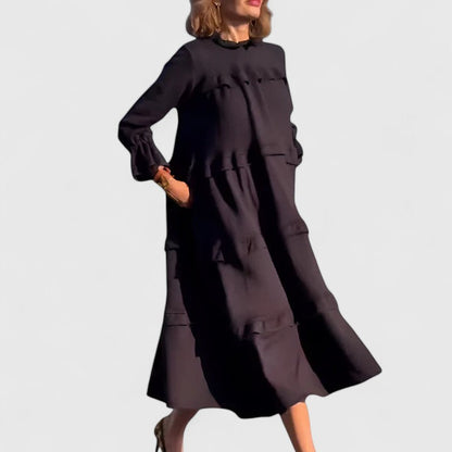 STACEY – ABITO MIDI CON VOLANT E CAPAS