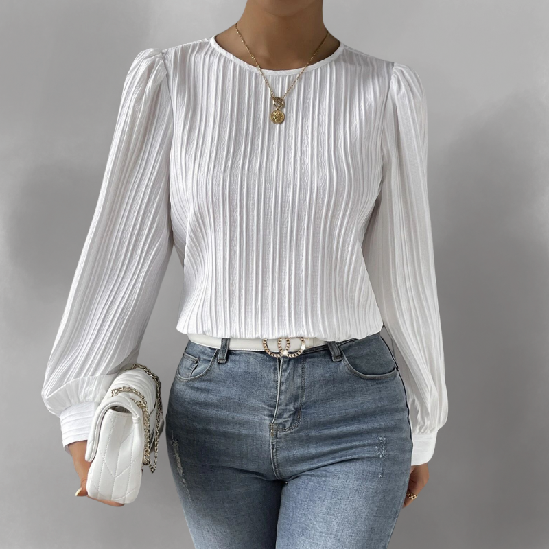 Carly – Blusa a maniche lunghe Plissettata