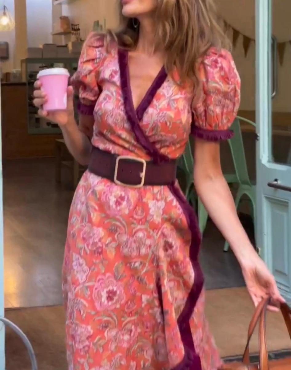 Abito maxi Rosa Elegante di Manica corta