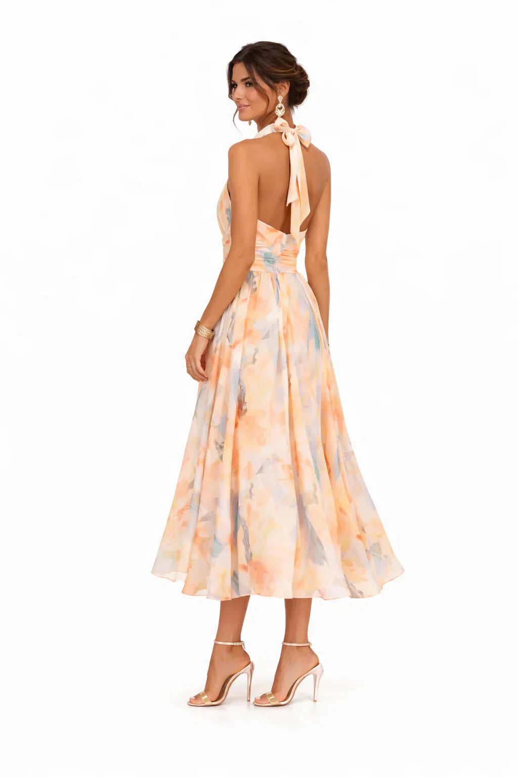 Esther | Abito con Collo halter e Stampa acquerello