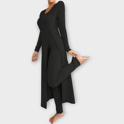 Set Lounge di Maglia Acanalado con Tunica di scollo a V