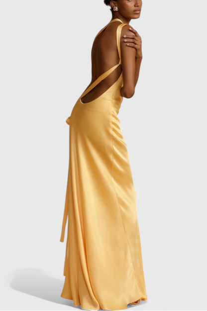 Lucra Abito maxi con Spalline Diagonales e Schiena Scoperta
