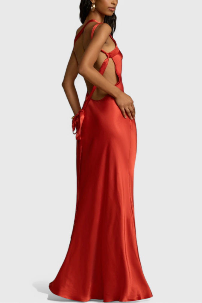 Lucra Abito maxi con Spalline Diagonales e Schiena Scoperta