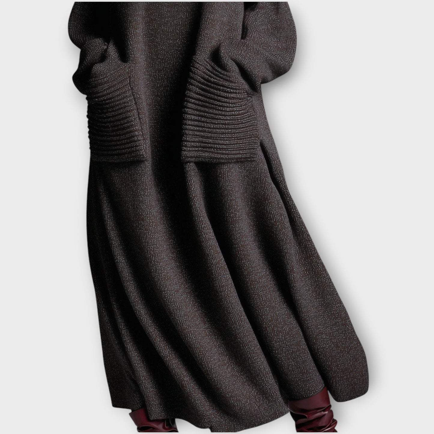 Abito Maxi di Maglia con Collo alto