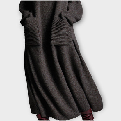 Abito Maxi di Maglia con Collo alto