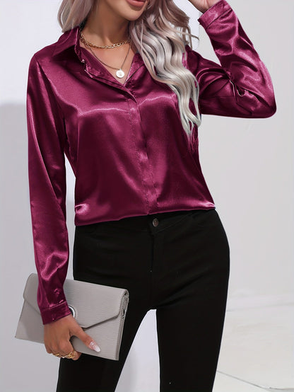 Luna - Blusa di satin con bottoni