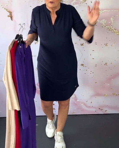 Olivia™ - Abito Casual Comodo con Scollo a V Sólido