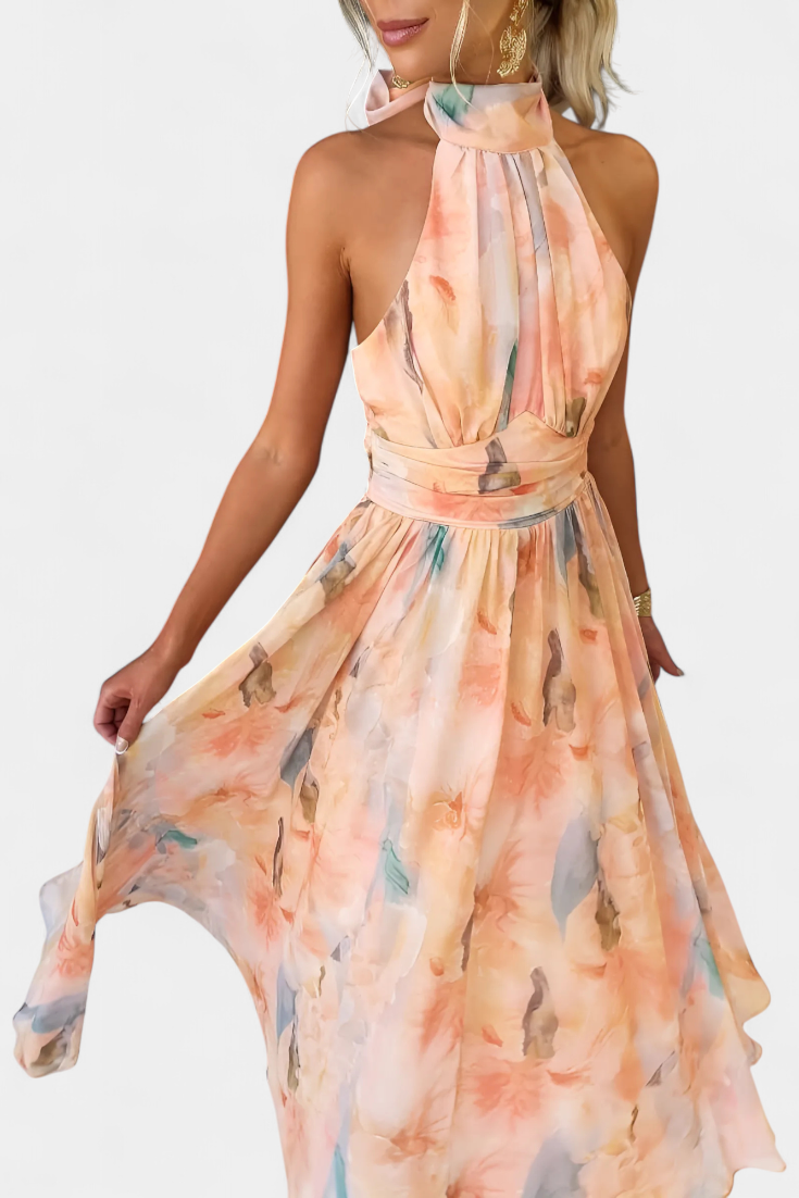 Alaia Abito con Stampa Aquarelle e Collo halter
