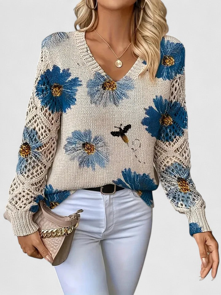 CHARLIE – MAGLIONE DI PUNTO CON FASCINO FLOREALE