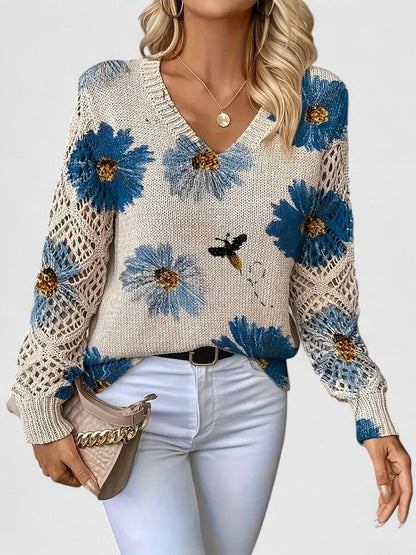 CHARLIE – MAGLIONE DI PUNTO CON FASCINO FLOREALE