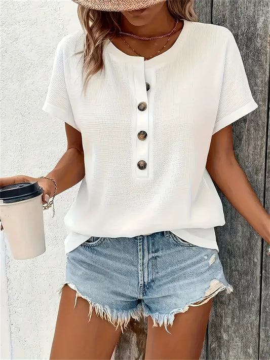 Marylou - Top Casual di Collo rotondo e Manica corta