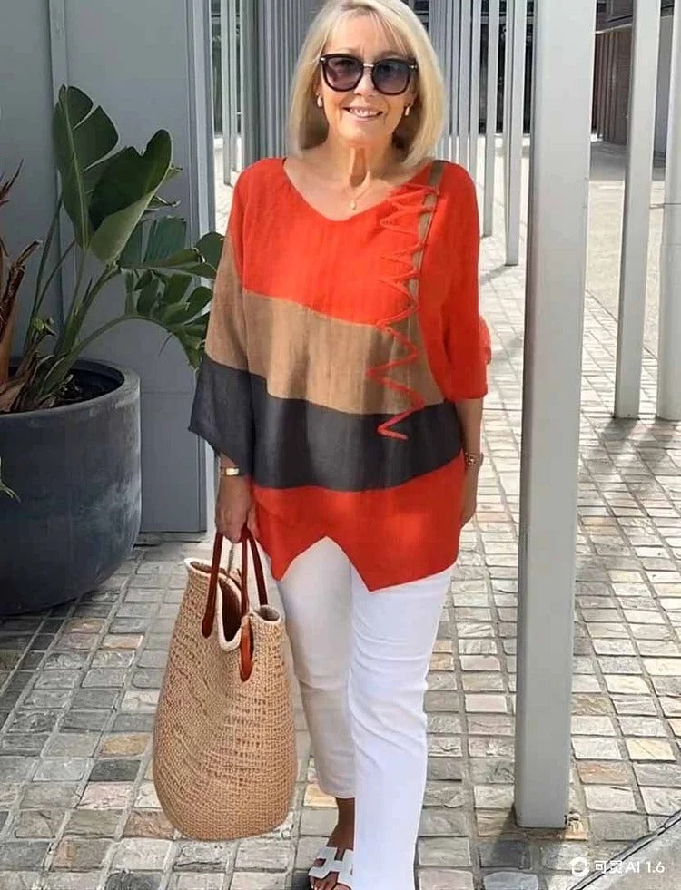 Tahlira - Top Casual a maniche lunghe e Corte Largo